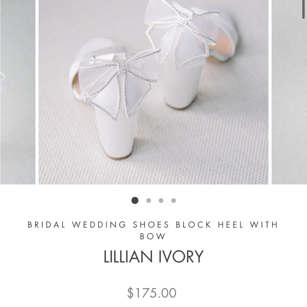 Cream Block Heel Shoes with Bow Detail